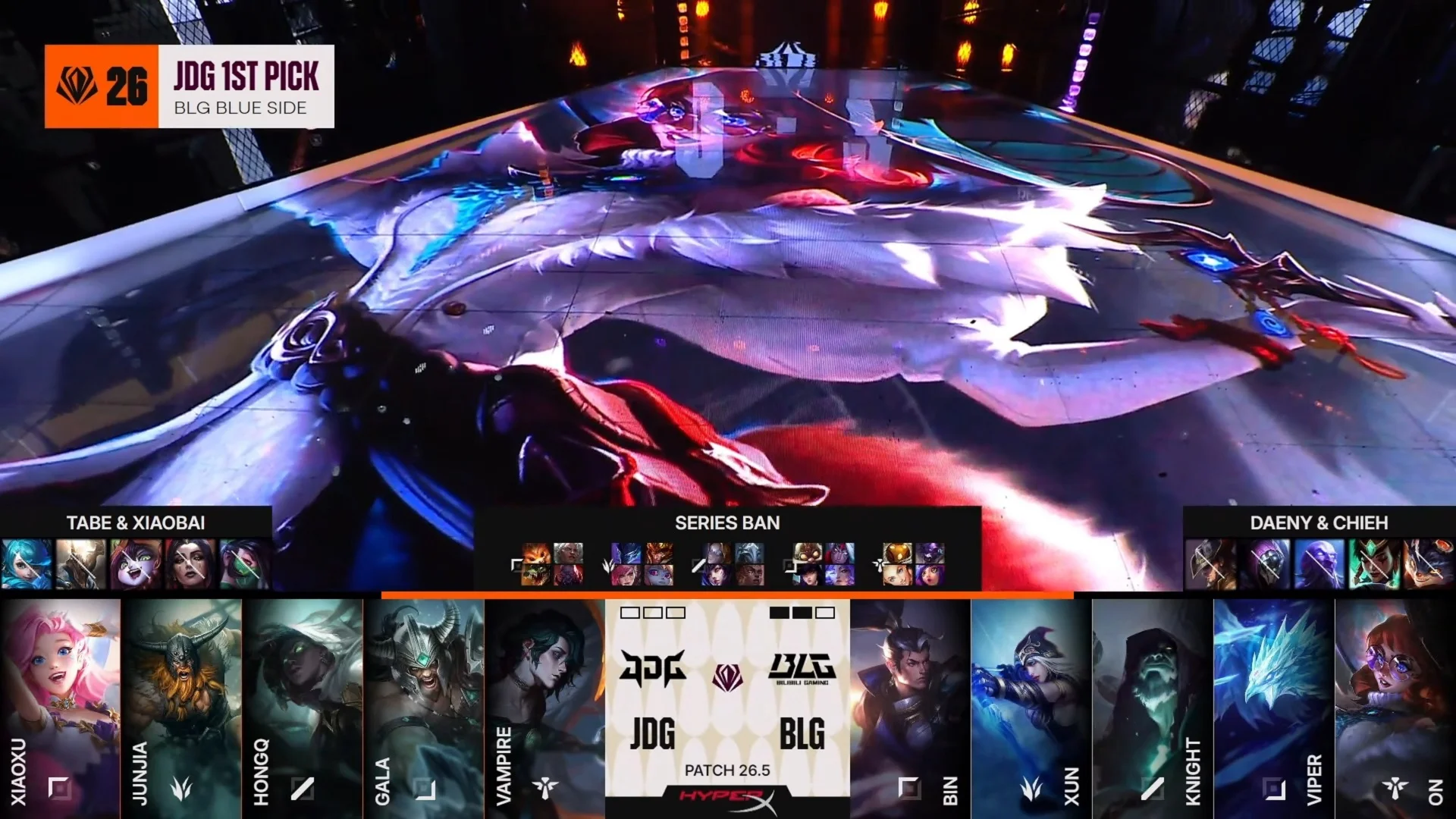 Draft del tercer mapa de la segunda partida de la jornada 6 del First Stand Tournament 2026 entre BLG y JDG