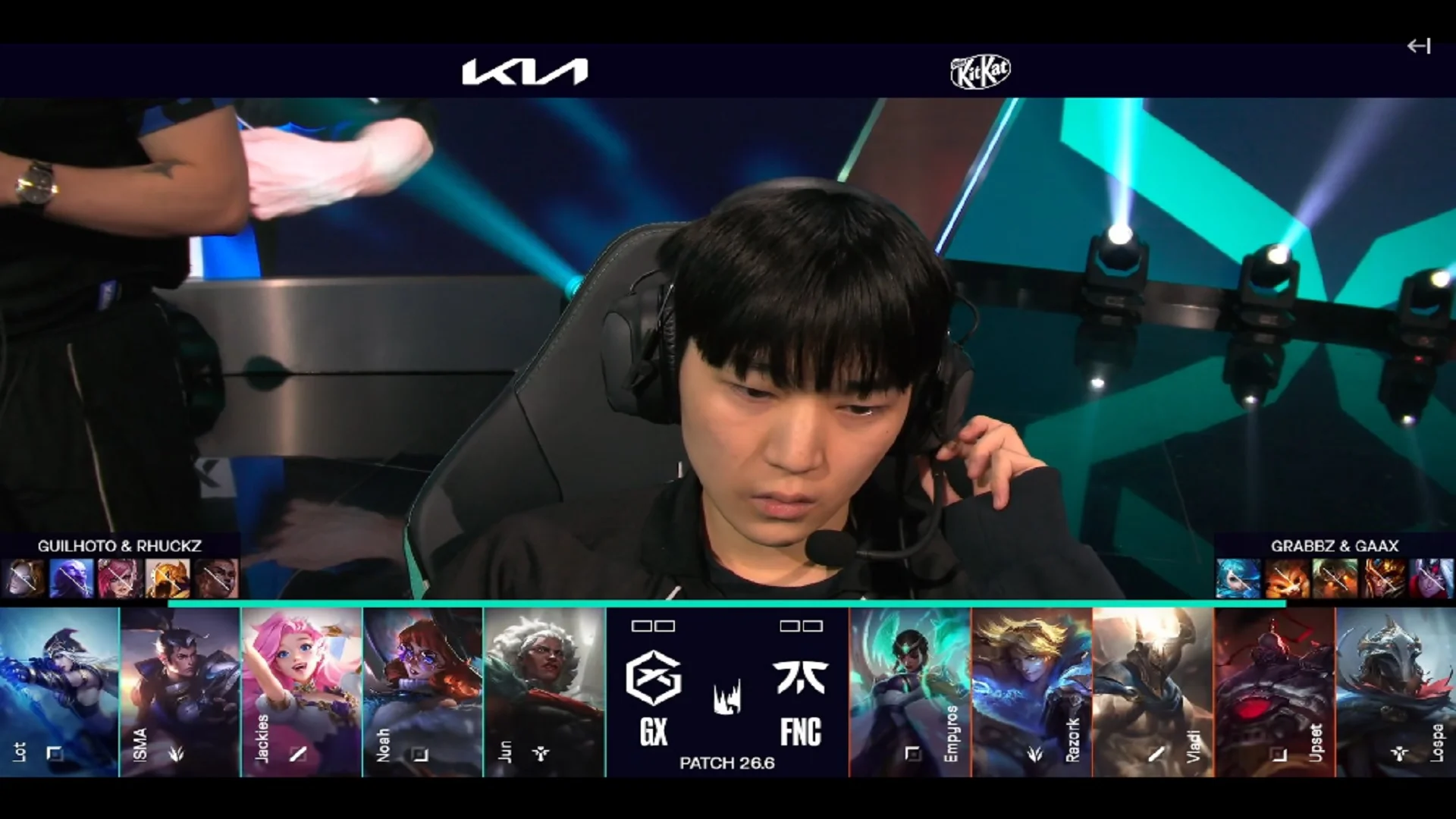 Draft del primer mapa del primer partido de la jornada 1 de la LEC de primavera 2026 entre GX y FNC