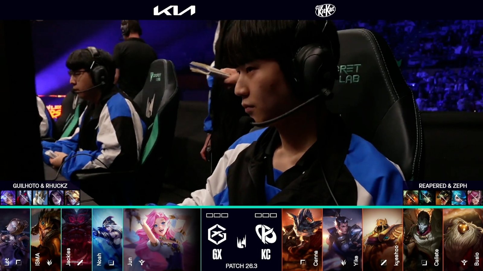 Draft del primer mapa de la jornada 7 de los playoffs de la LEC Versus 2026 entre GX y KC