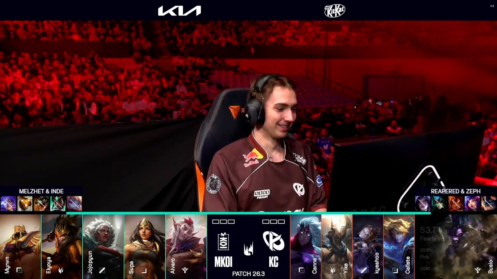 Draft del primer mapa de la jornada 8 de los playoffs de la LEC Versus 2026 entre MKOI y KC