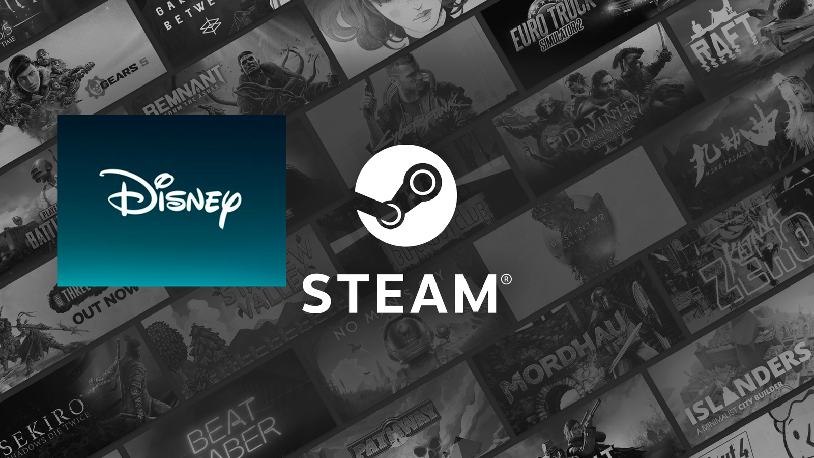 La portada de Steam en blanco y negro por debajo del logo de Disney