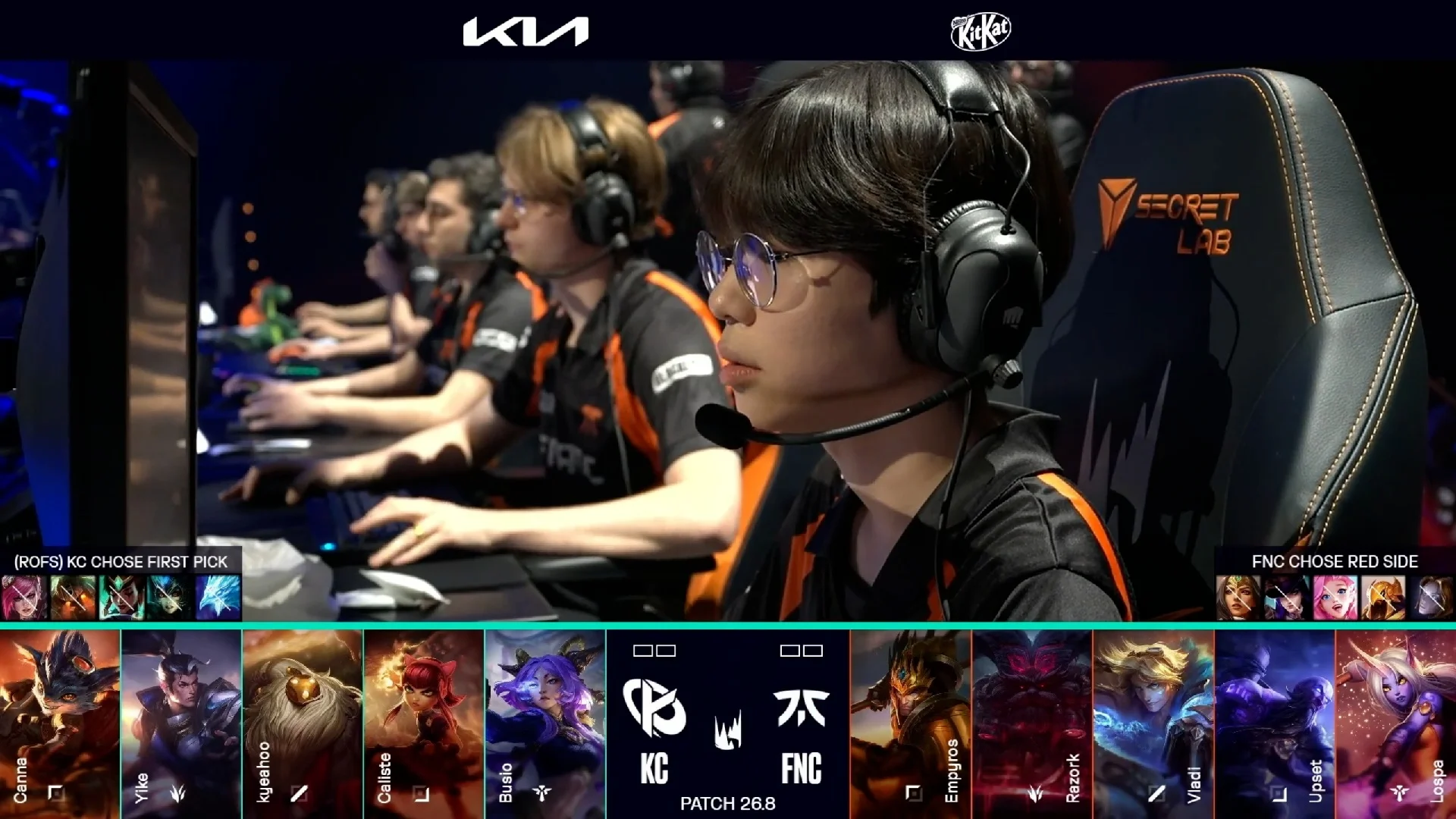 Draft del primer mapa del segundo partido de la jornada 15 de la LEC de primavera 2026 entre KC y FNC