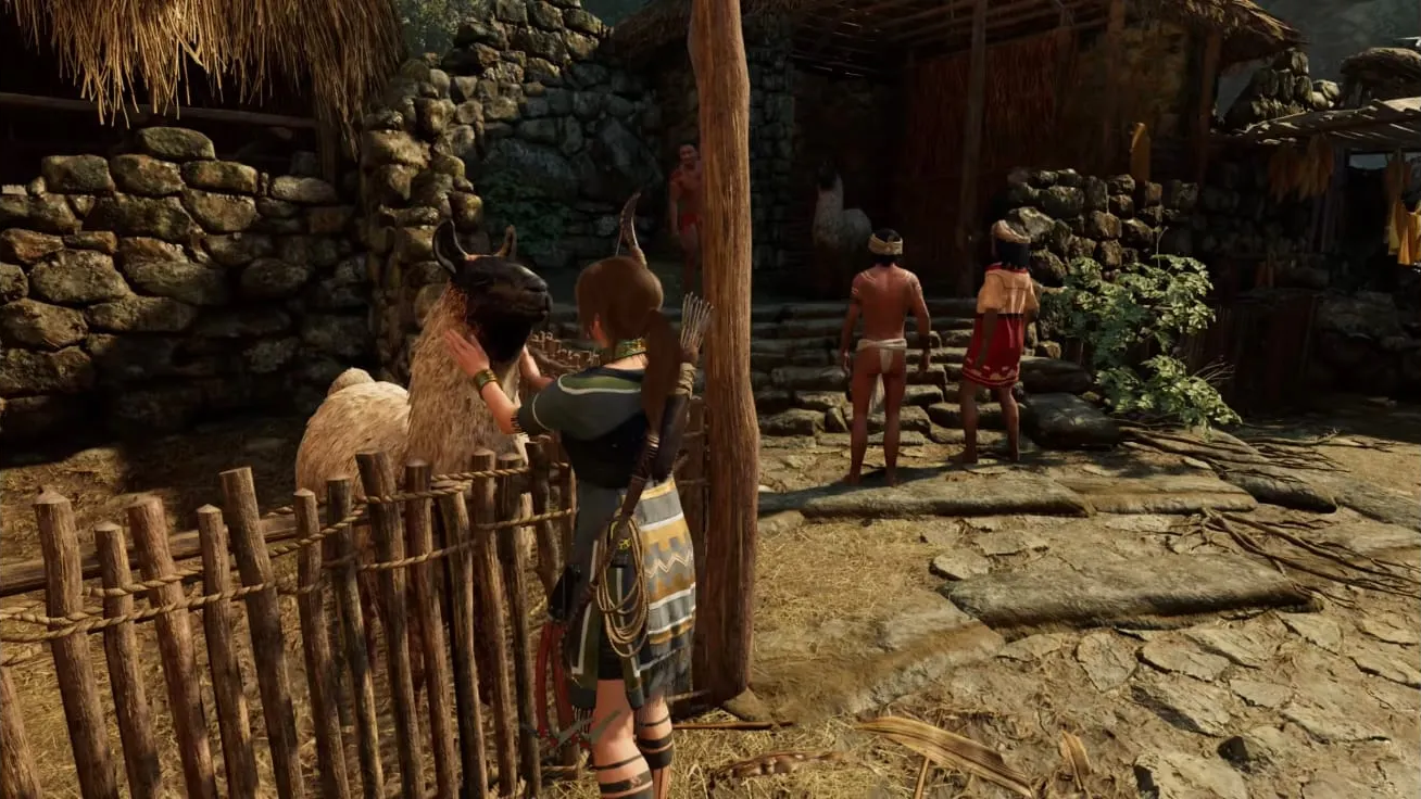 Lara acariciando una llama