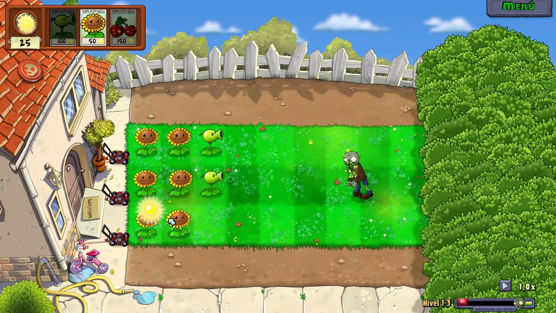 Segundo nivel de Plants vs. Zombies: Replanted