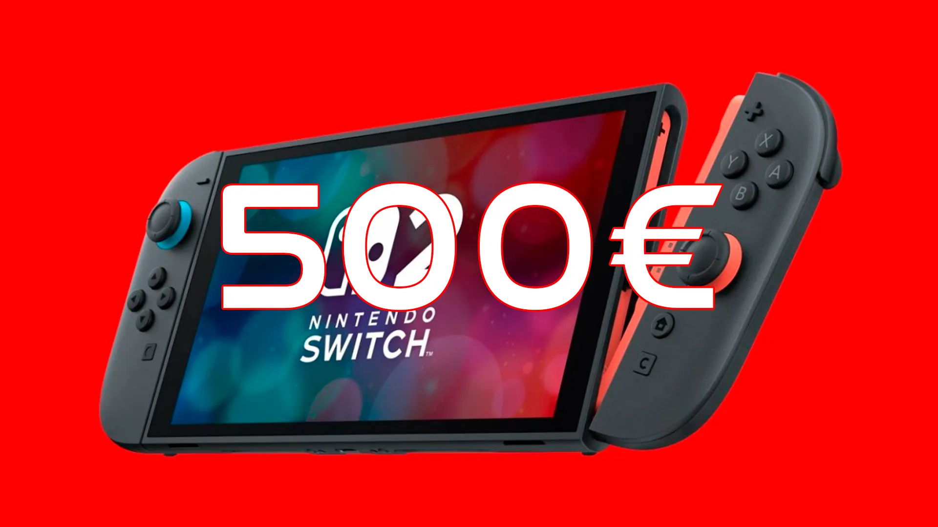 Switch 2 con "500€" en rojo