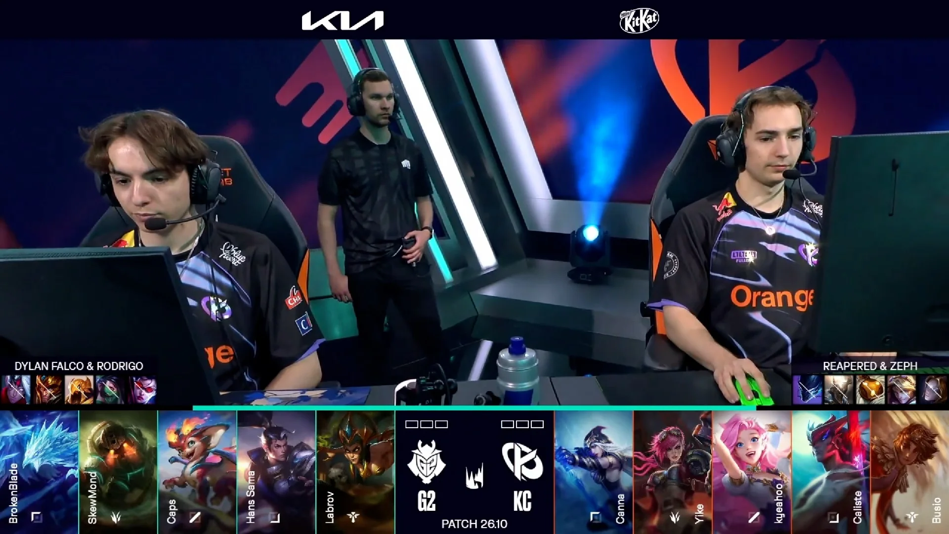Draft del primer mapa de la jornada 1 de los playoffs de la LEC de primavera 2026 entre KC y G2