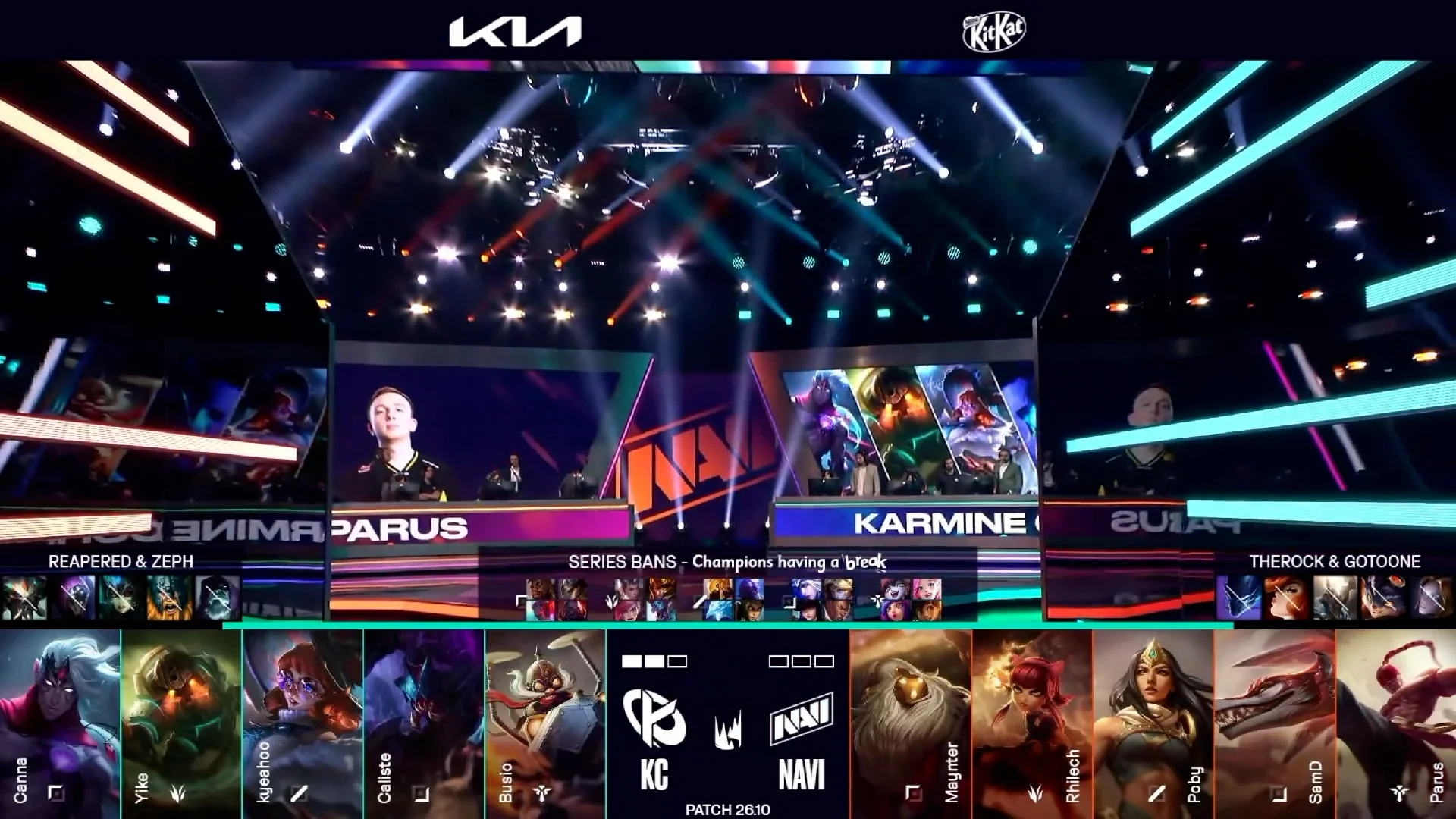 Draft del tercer mapa de la jornada 4 de los playoffs de la LEC de primavera 2026 entre KC y NAVI