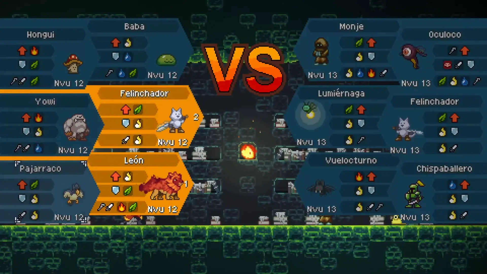 Combate contra un jefe de Monster Sanctuary