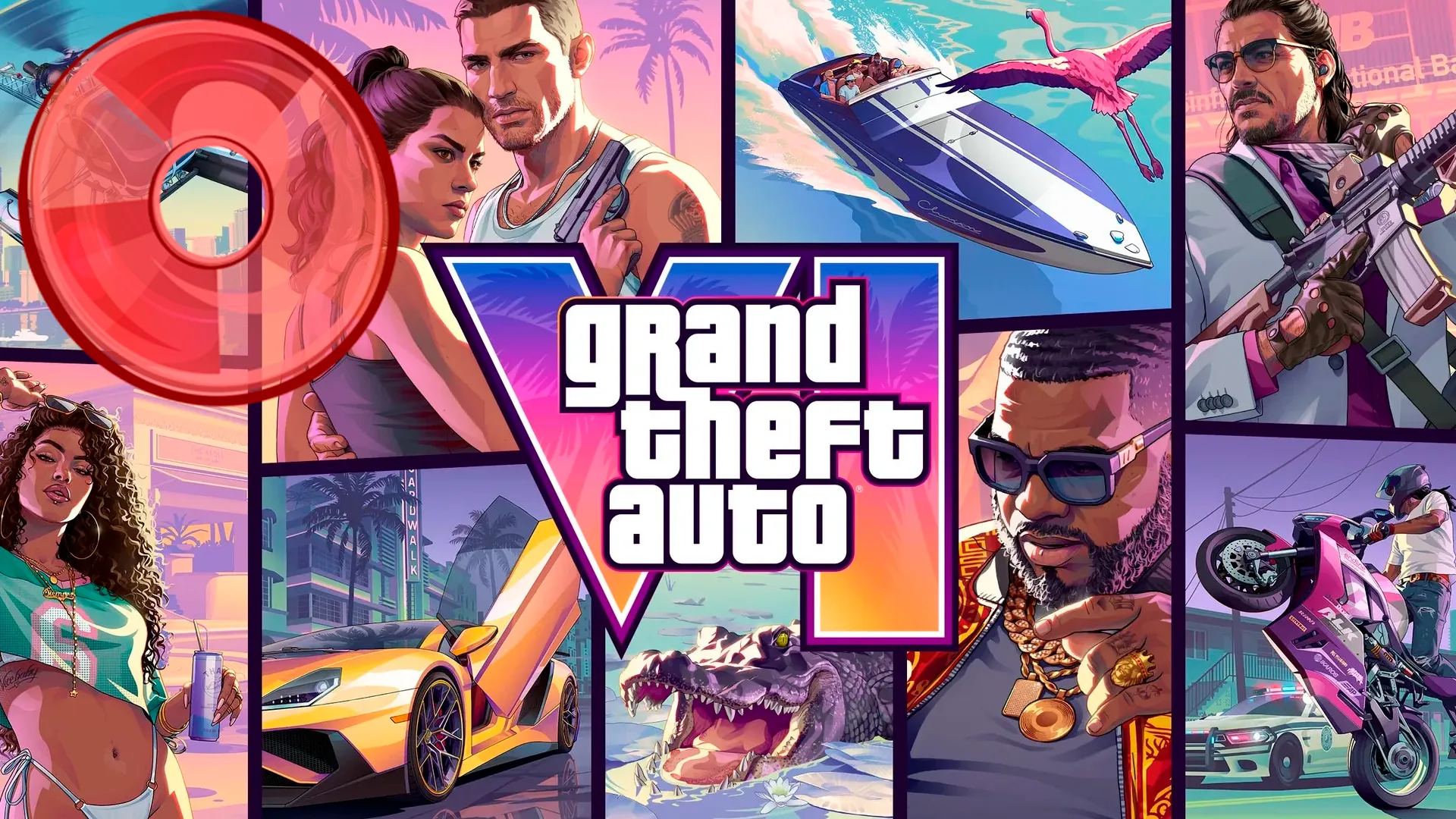 Portada de GTA VI con un disco en rojo