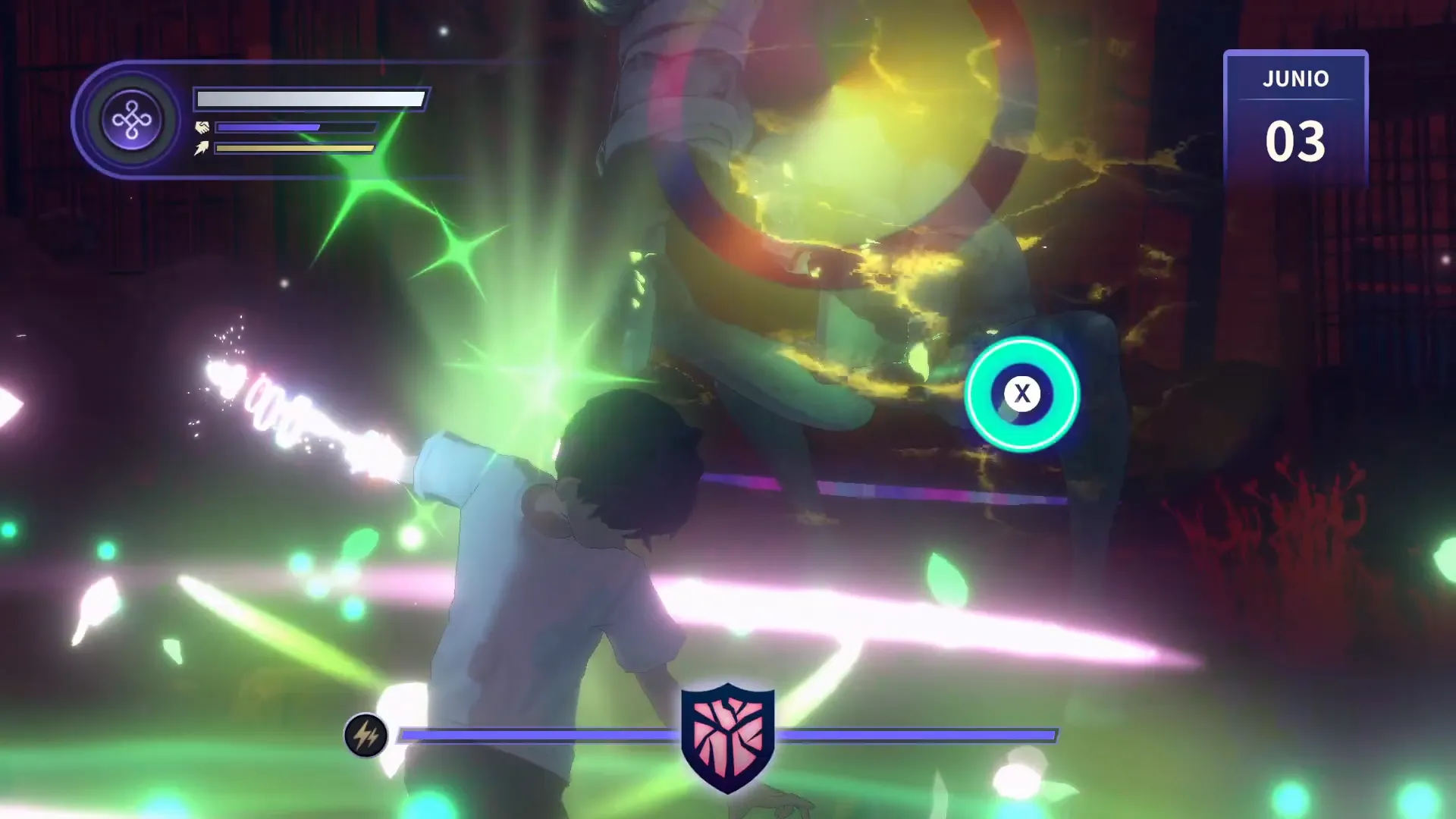 Quick-time event de Eternights rompiendo un escudo