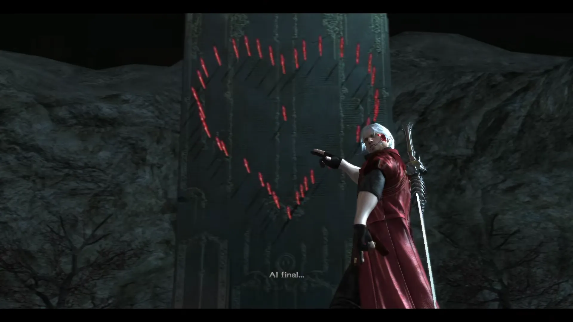 Dante creando un corazón de flechas