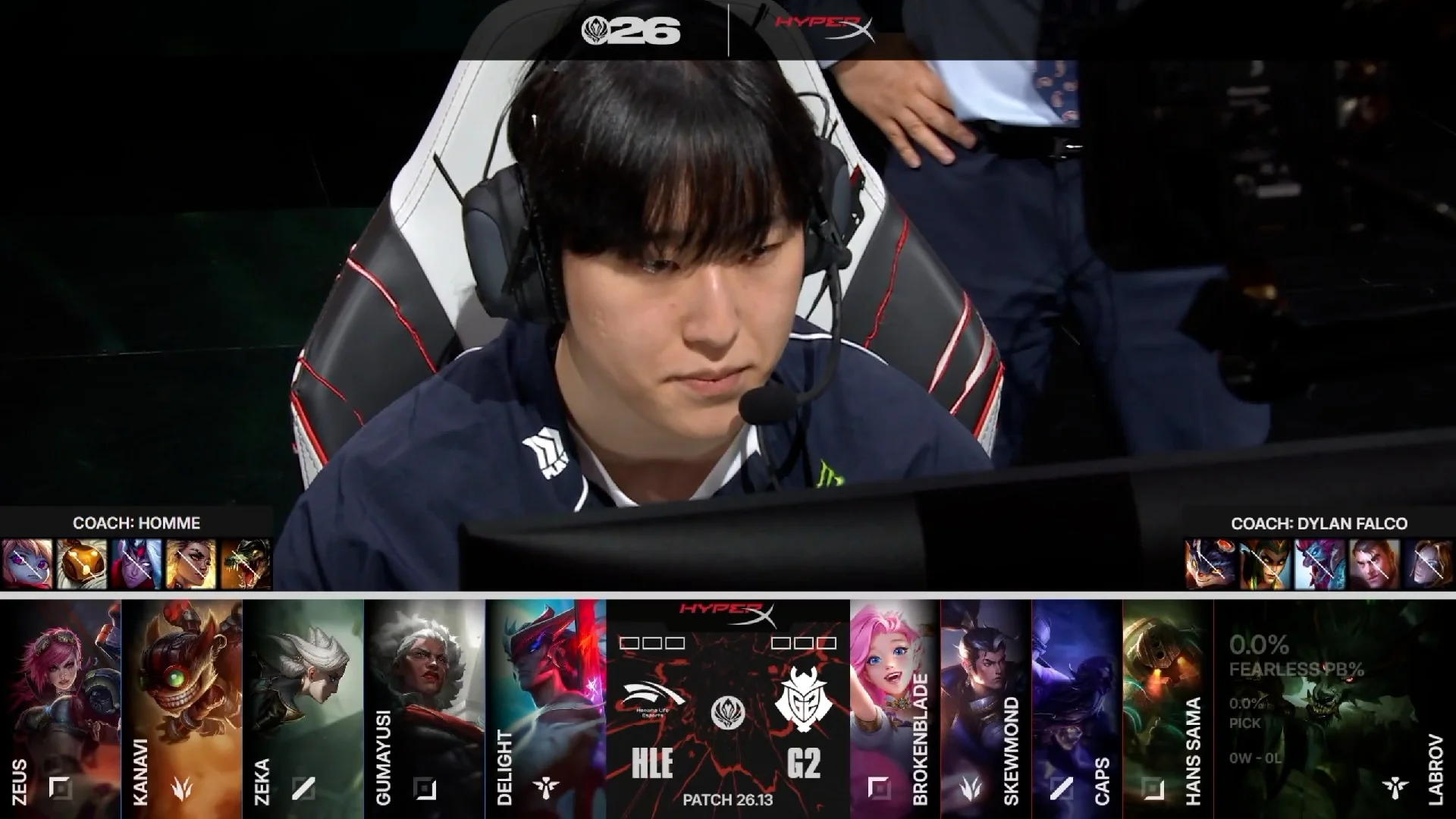 Draft del primer mapa del segundo partido de la jornada 3 del MSI de 2026 entre HLE y G2