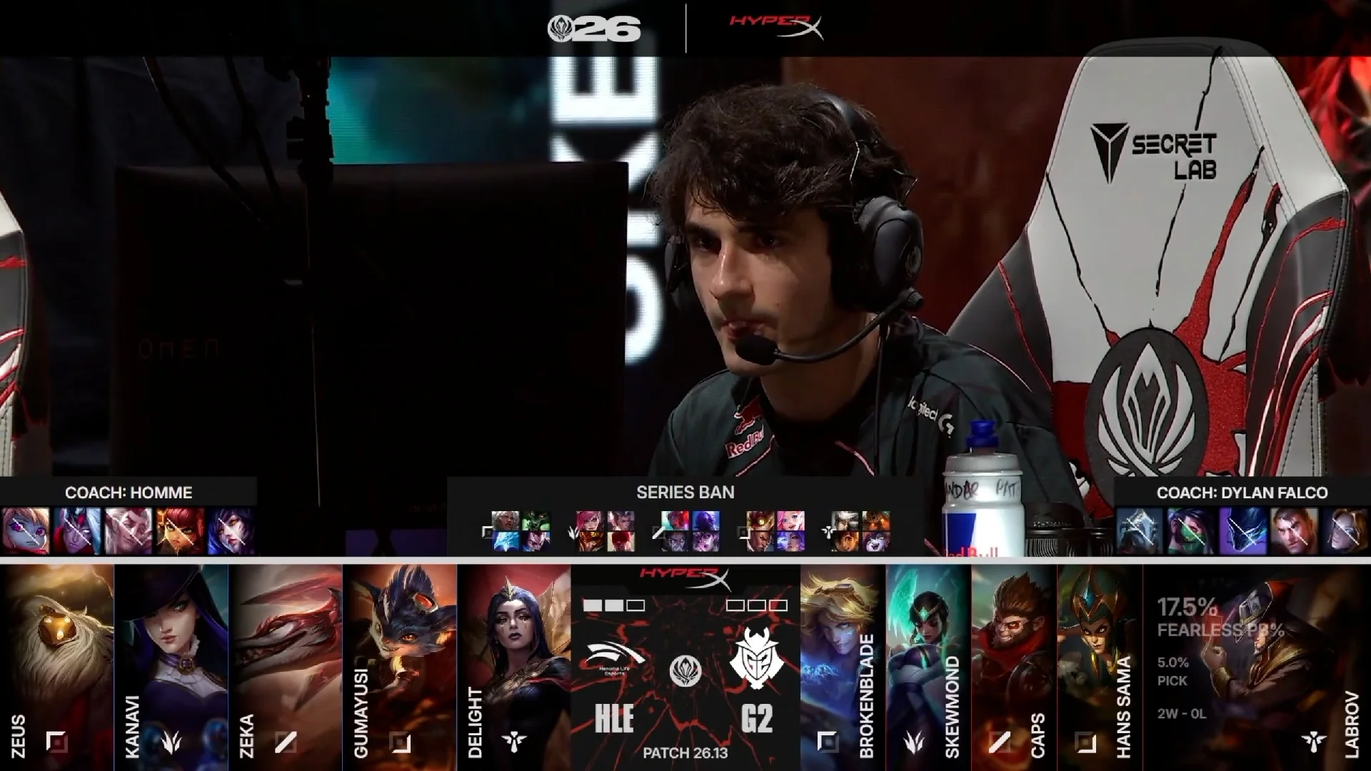 Draft del tercer mapa del segundo partido de la jornada 3 del MSI de 2026 entre HLE y G2