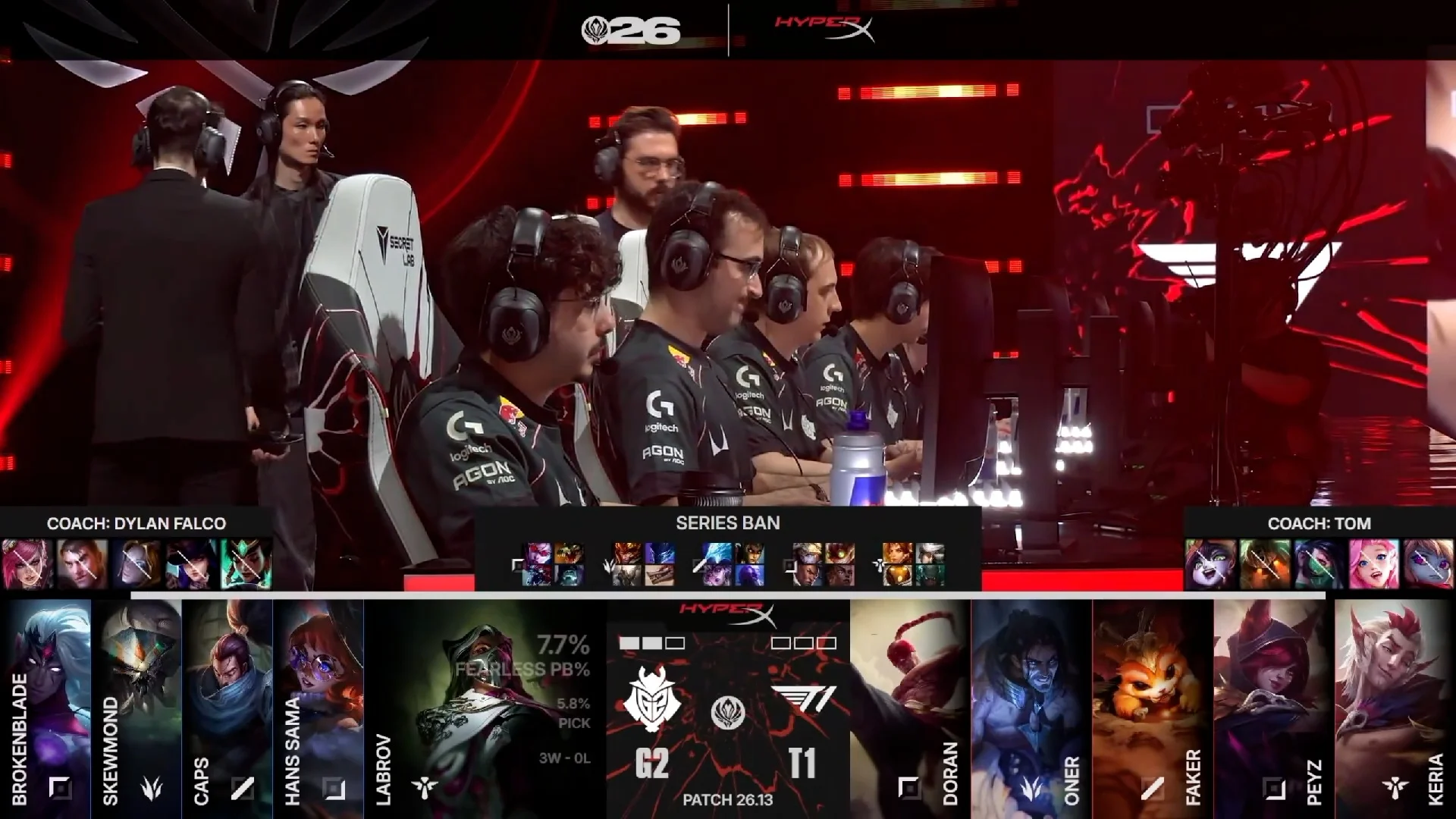 Draft del tercer mapa del segundo partido de la jornada 5 del MSI de 2026 entre T1 y G2