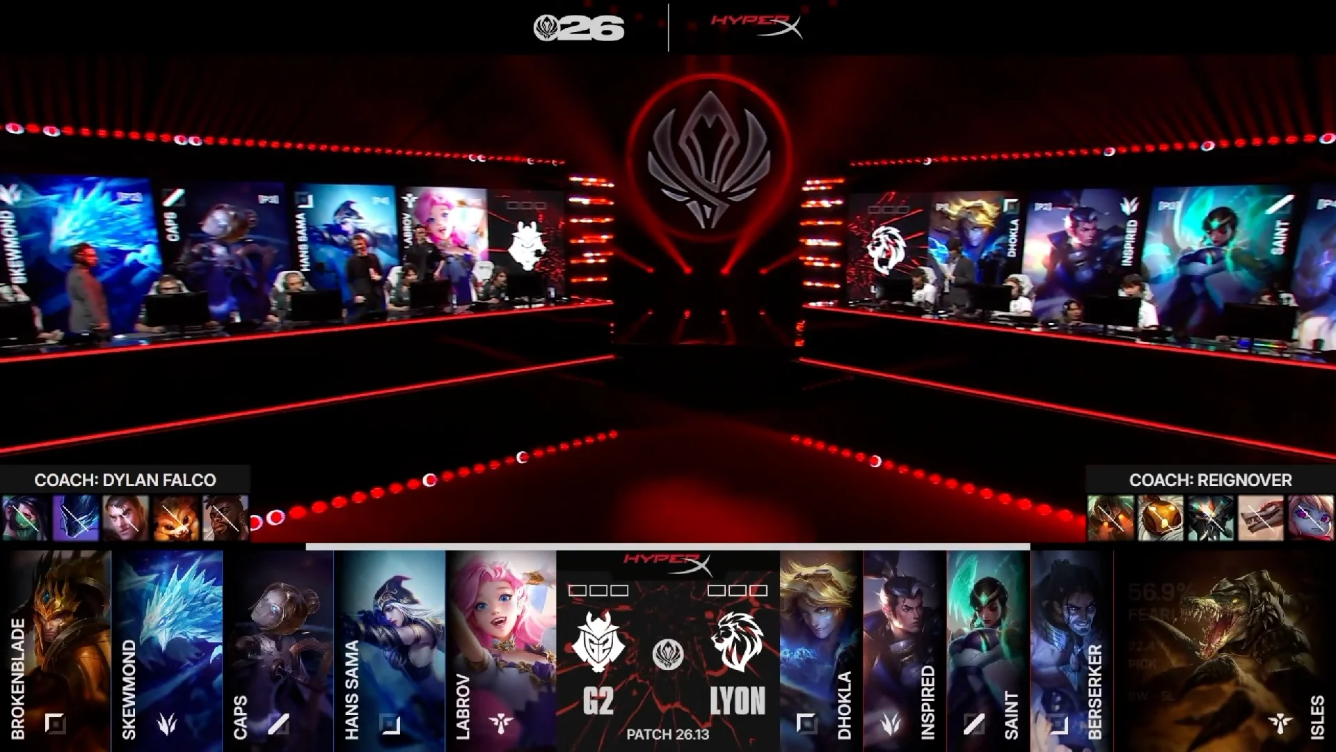 Draft del primer mapa de la jornada 7 del MSI de 2026 entre LYON y G2