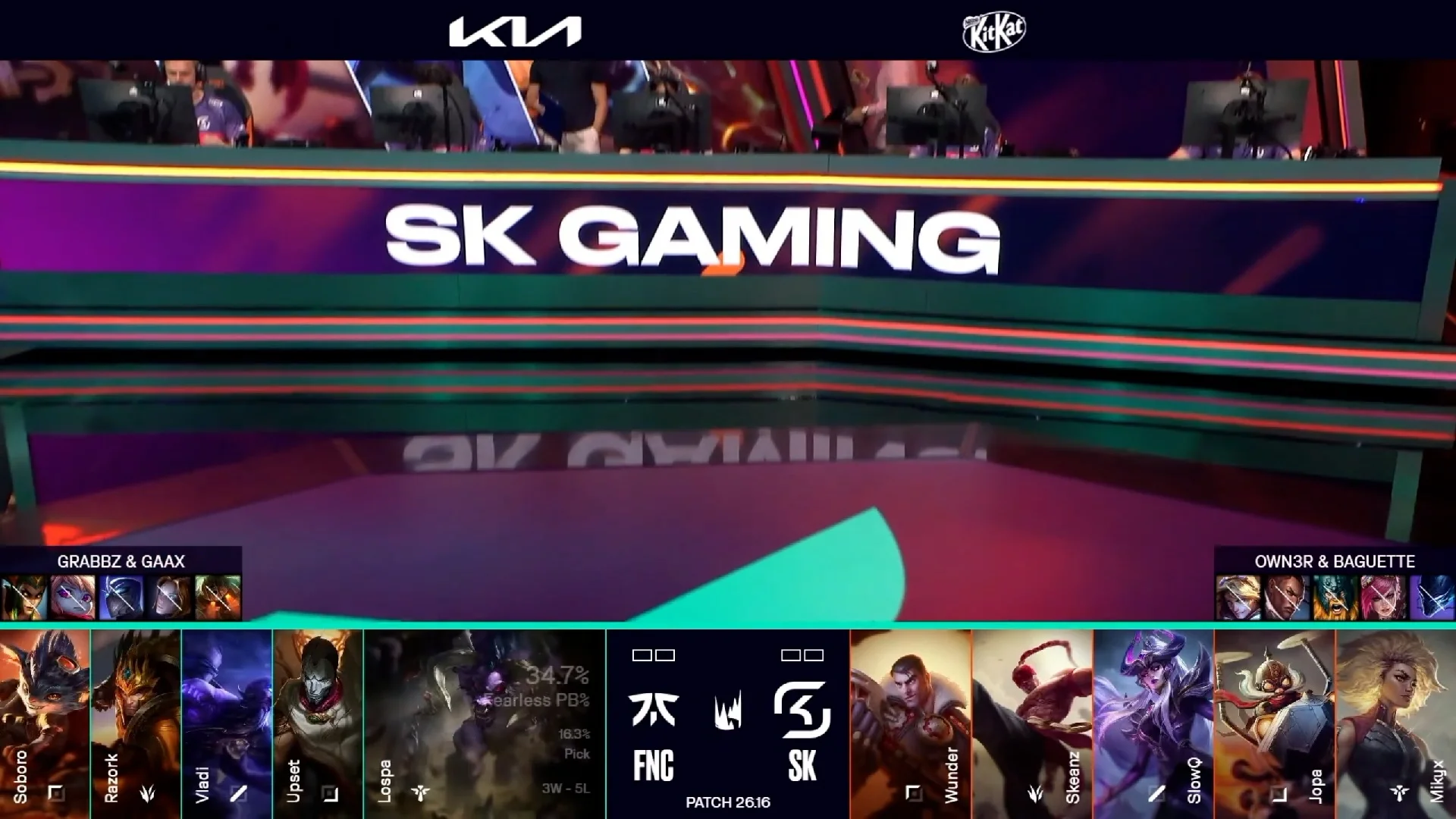 Draft del primer mapa del primer partido de la jornada 13 de la LEC de verano 2026 entre SK y FNC