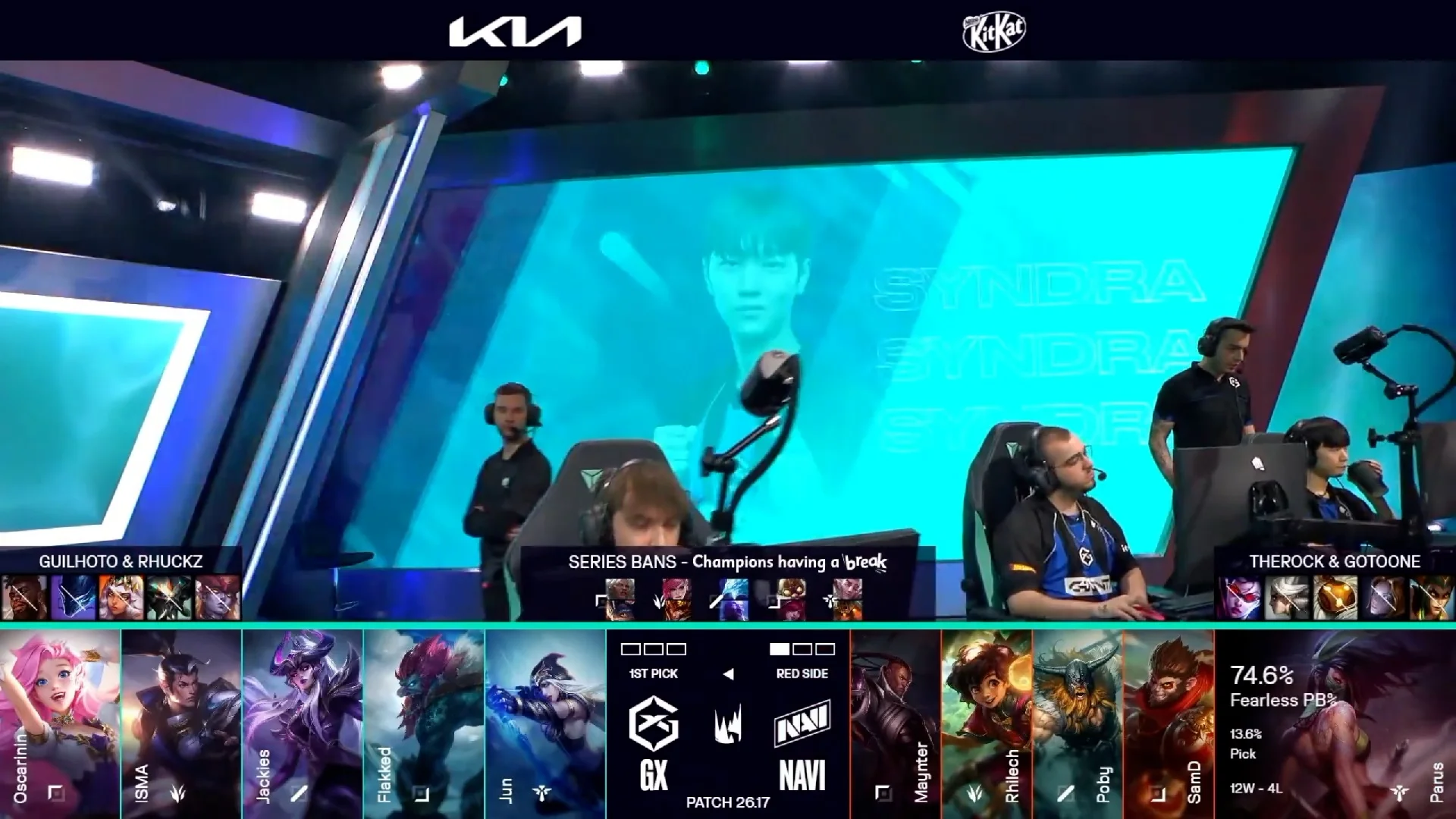 Draft del segundo mapa de la jornada 3 de los Playoffs de la LEC de verano 2026 entre GX y NAVI