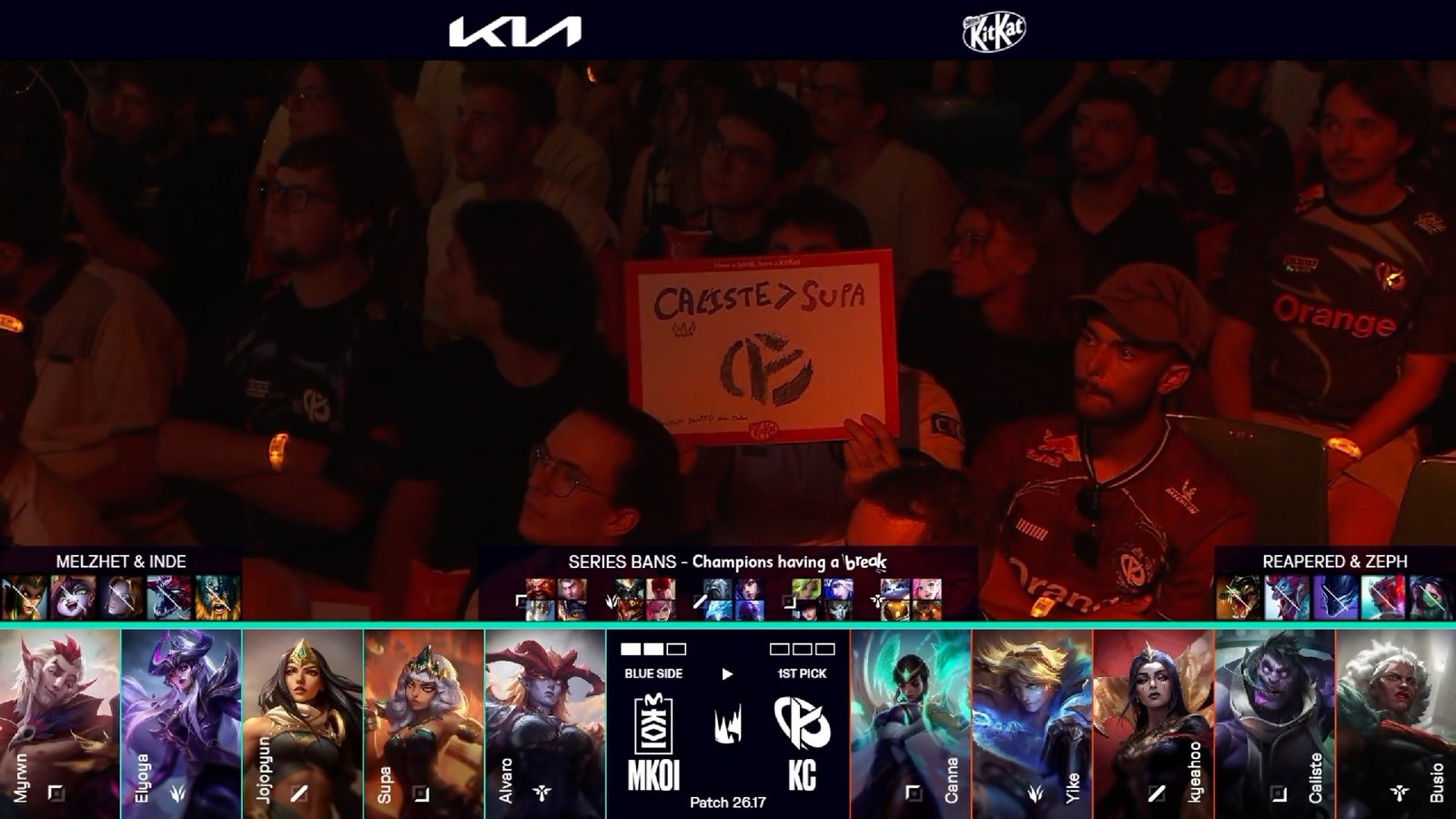 Draft del tercer mapa de la jornada 6 de los Playoffs de la LEC de verano 2026 entre KC y MKOI