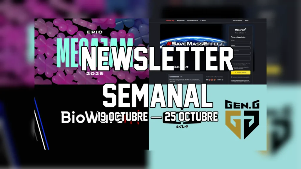 Portada de la newsletter semanal de TAOGames del 19 al 25 de octubre