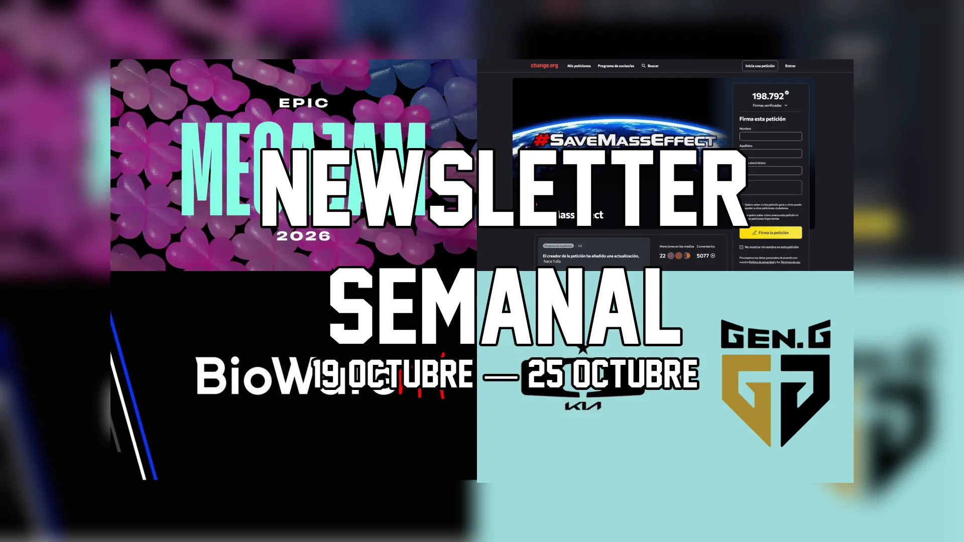 Portada de la newsletter semanal de TAOGames del 19 al 25 de octubre
