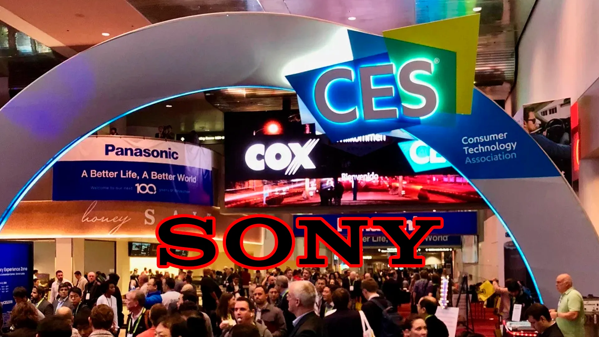 Imagen del CES con el logo de SONY con un trazo rojo